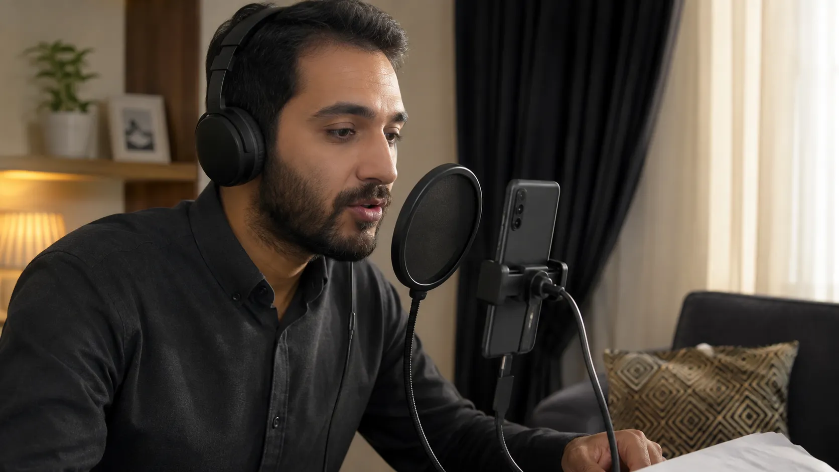 گویندگی با موبایل؛ آموزش ضبط حرفهای و ساخت نمونه صدا 2 فاصله مناسب گوینده از میکروفون موبایل